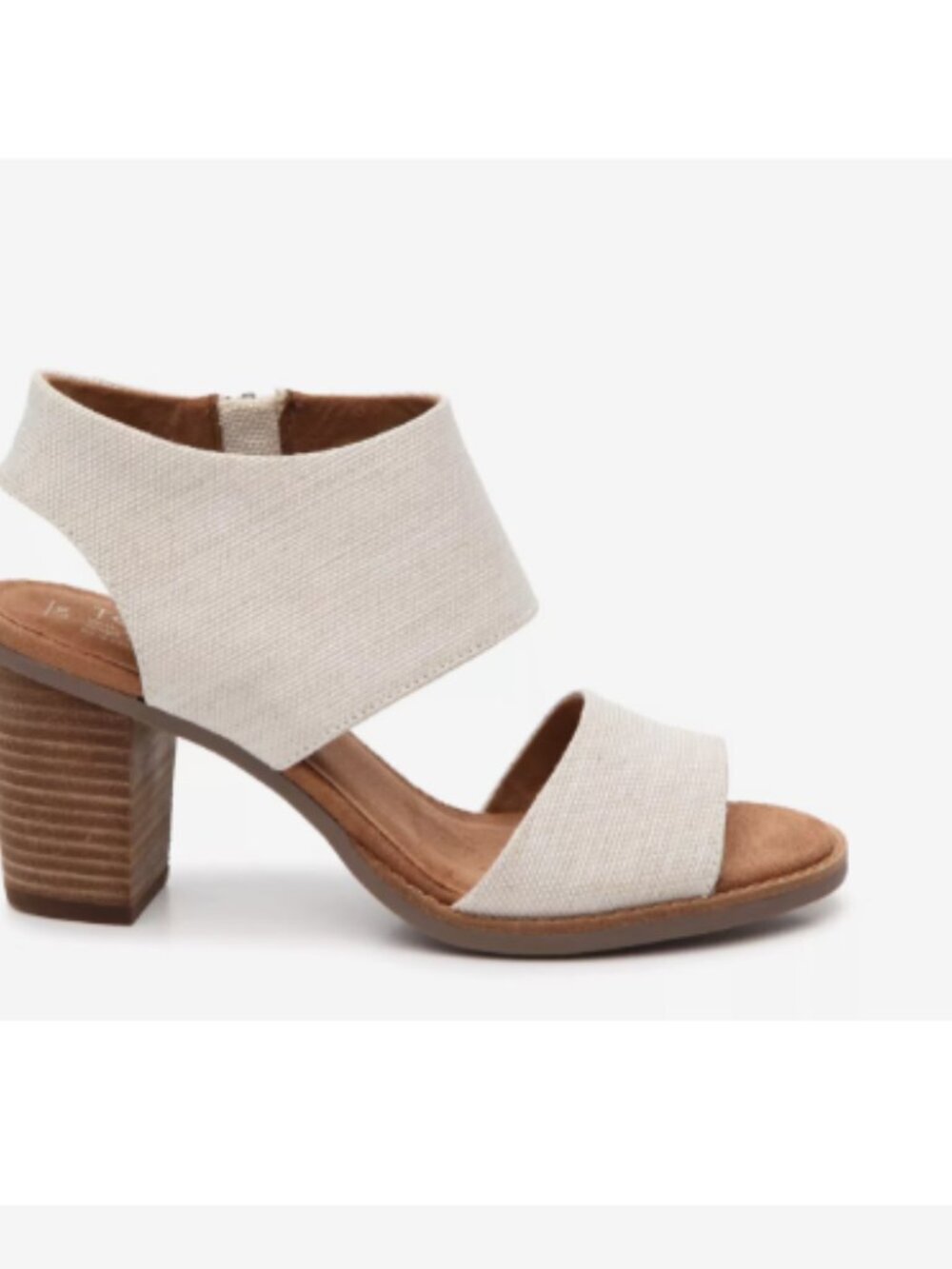 TOMS Majorca Sandal Cream Linen Block Heel Sandals size 8.5 NWT - Picture 5 of 12